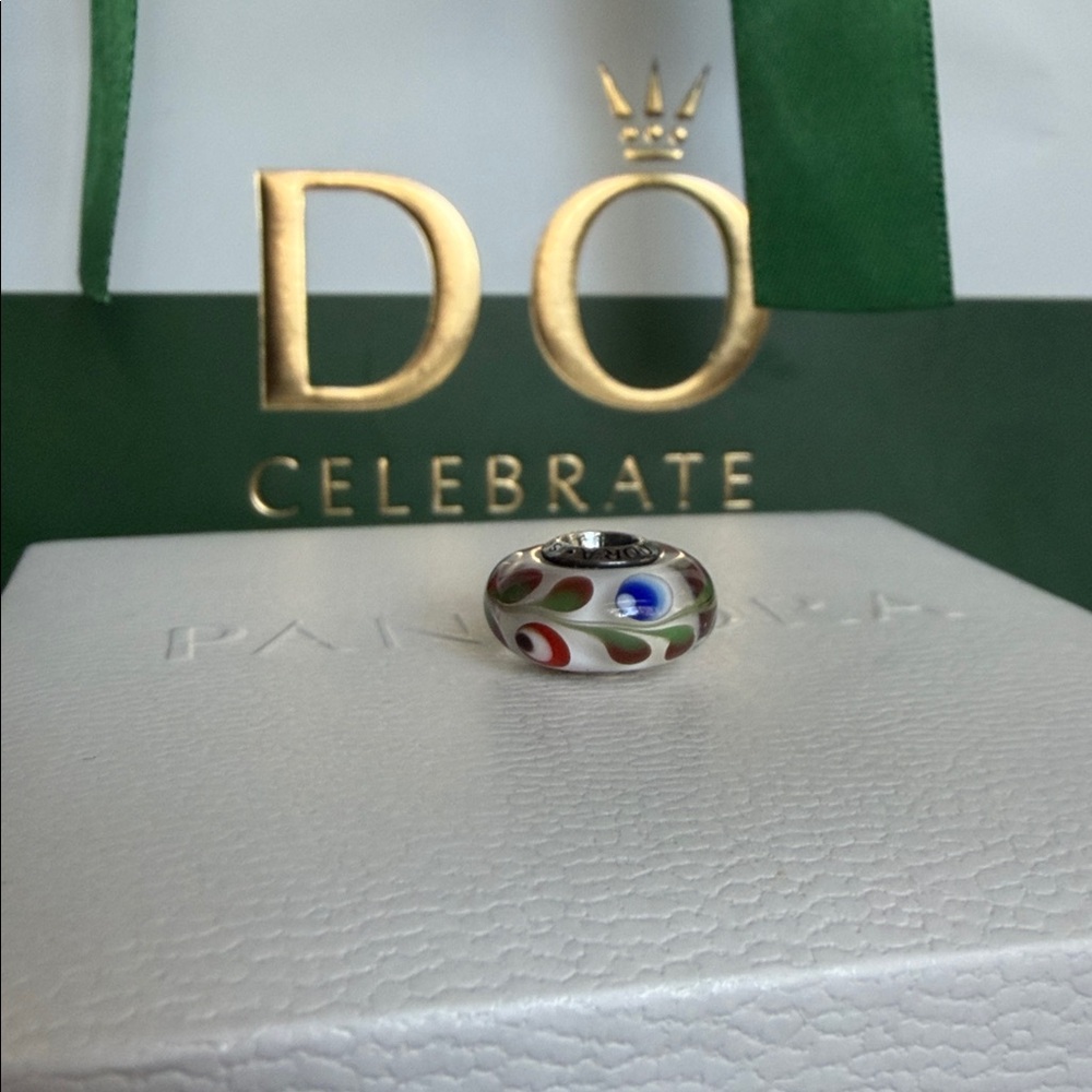 Authentic Pandora Peacock Folklore Murano RARE RETIRED - Picture 2 of 6